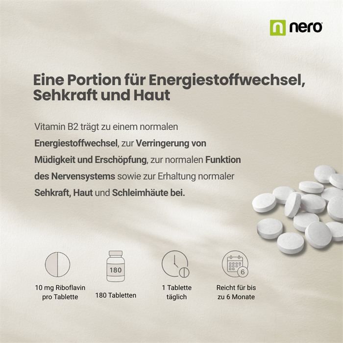 Nero Vitamin B2 Riboflavin 10 mg (180 Tabletten)