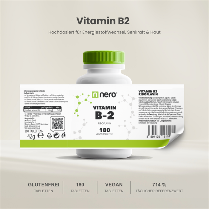 Nero Vitamin B2 Riboflavin 10 mg (180 Tabletten)