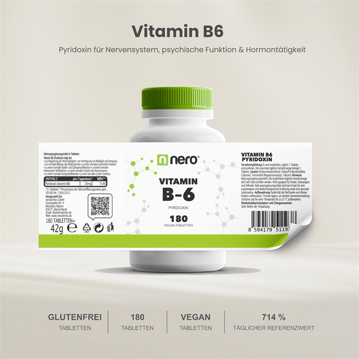 Nero Vitamin B6 Pyridoxin 10 mg (180 Tabletten)