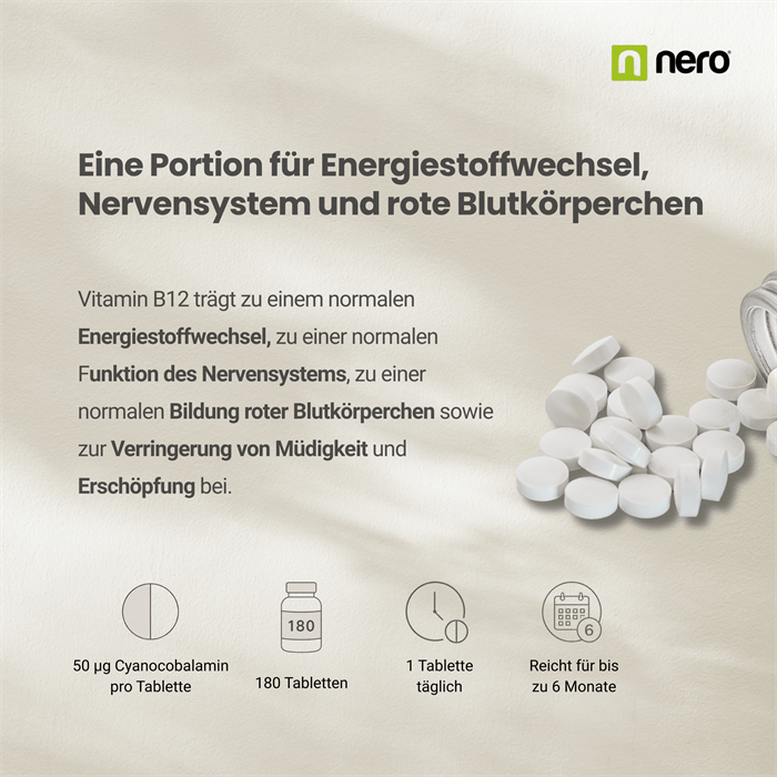 Nero Vitamin B12 Cyanocobalamin 50 µg (180 Tabletten)